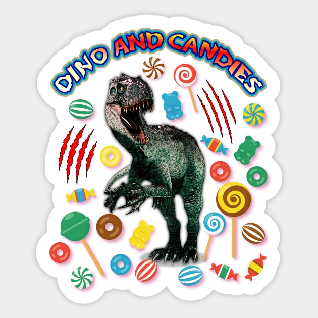 INDOMINUS REX  DINO AND CANDIES Sticker by myouynis